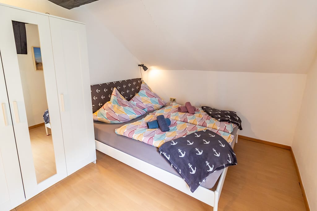Schlafbereich der Ferienwohnung Ausblick in Greetsiel